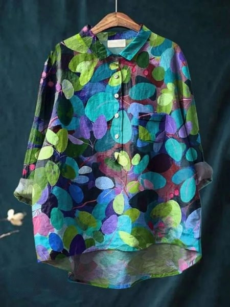 Women's Floral Print Blouse Button Front