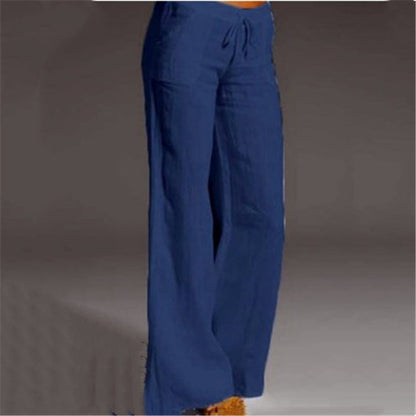 Women's Linen Summer Trousers Loose Fit Beige