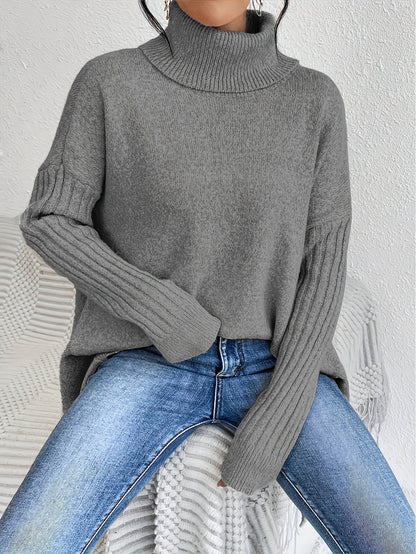 Women's Folded Turtleneck Sweater Loose Fit