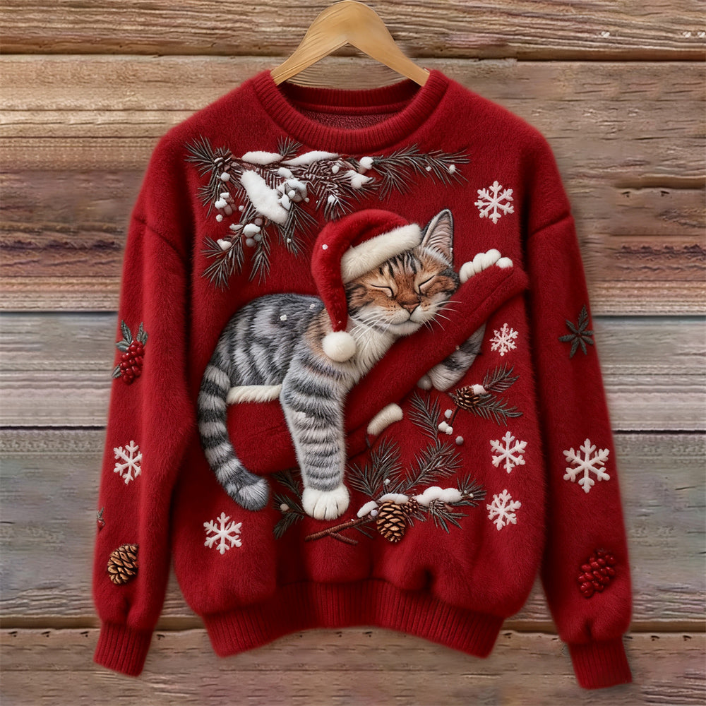 Women's Kitten Graphic Sweater 3D Effect