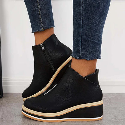 Women's Side Zip Wedge Boots