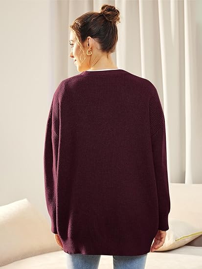 Women's Oversized V-Neck Cardigan Button Front