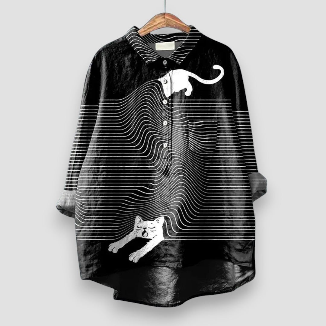 Women's Graphic Button Front Blouse