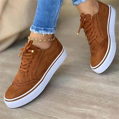 Elegant Ladies Platform Shoes Lace Up Brogue Style