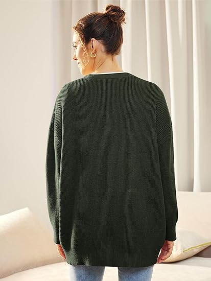 Women's Oversized V-Neck Cardigan Button Front