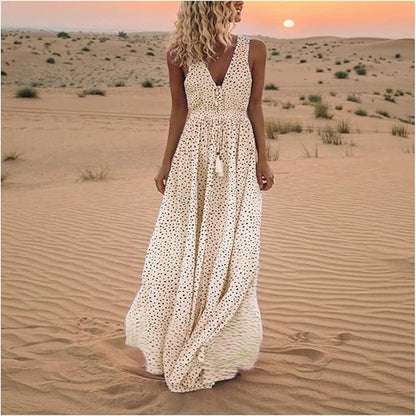 Waverly Women's Boho Maxi Dress Polka Dot Flowy - VibreMode