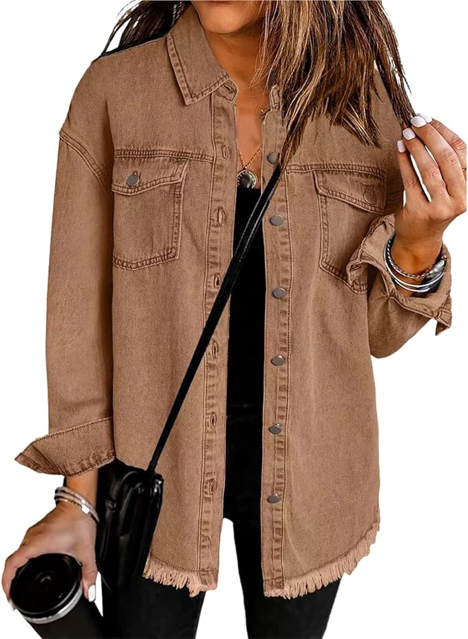 Women's Button Front Jacket Overshirt - VibreMode