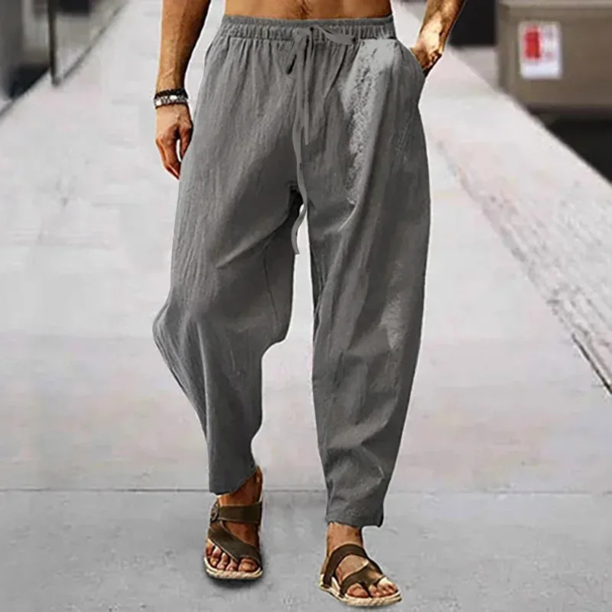 Men's Linen Wide Leg Casual Pants
