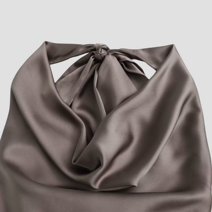 Women's Halter Neck Sleeveless Cowl Drape Back Tie
