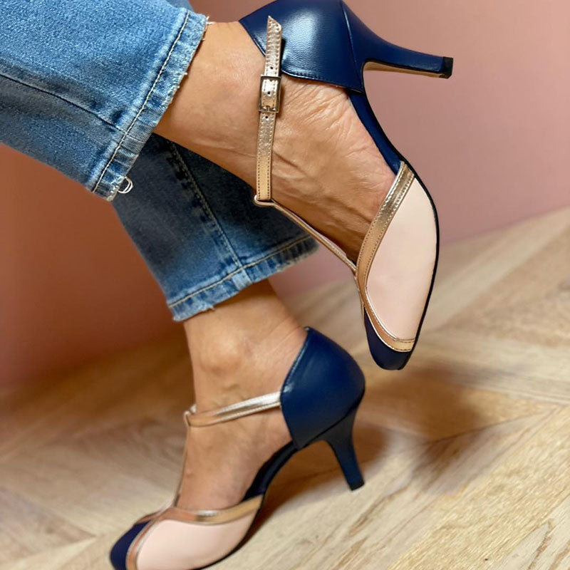 Women's Two-Tone T-Strap Heels