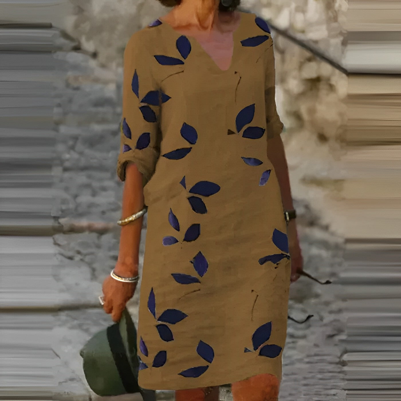 Women's Fall Leaf Dress Flowing Silhouette