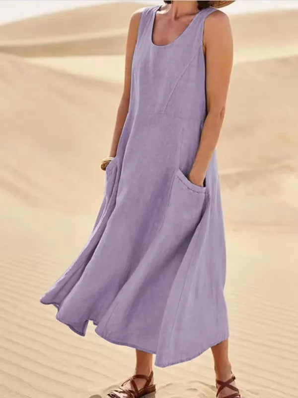 Women's Scoop Neck Dress with Front Pocket