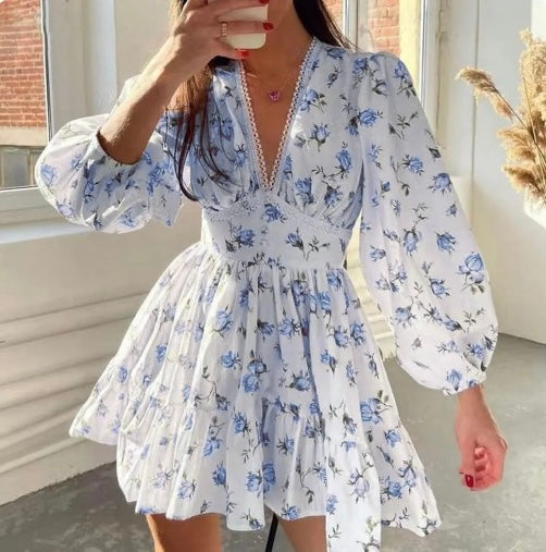 Women's Elegant V-Neck Ruffle Summer Dress