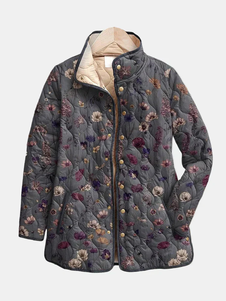 Women's Quilted Floral Jacket Vintage Style - VibreMode
