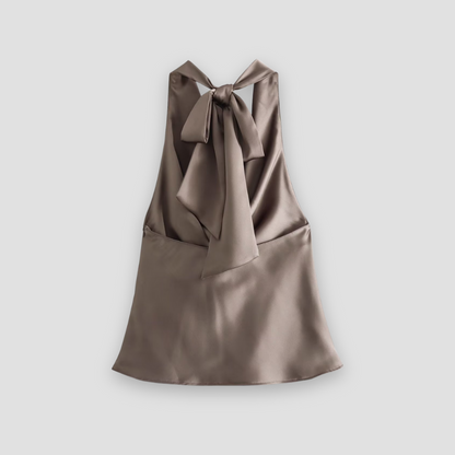 Women's Halter Neck Sleeveless Cowl Drape Back Tie