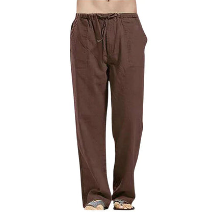 Men's Linen Pants Breathable Oversized Beige