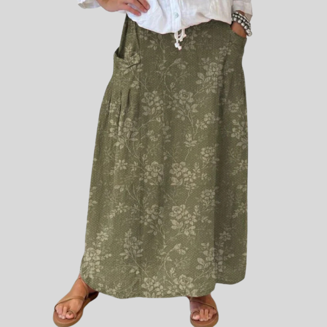 Women's Floral Pocket Skirt Elastic Waistband