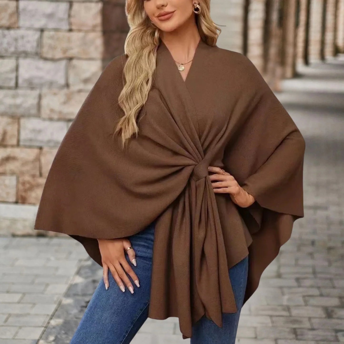 Elegant Women's Draped Poncho