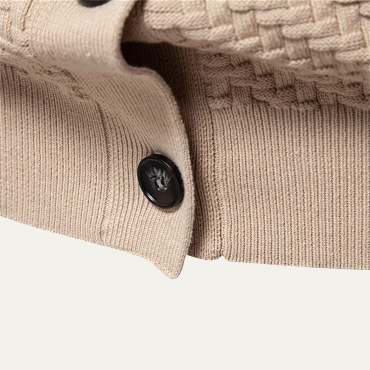 Men's Textured Knit V Neck Cardigan