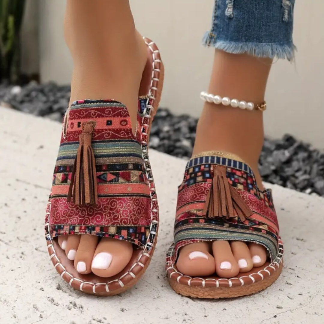 Women's Open-Toe Sandals Tassel Detail - VibreMode