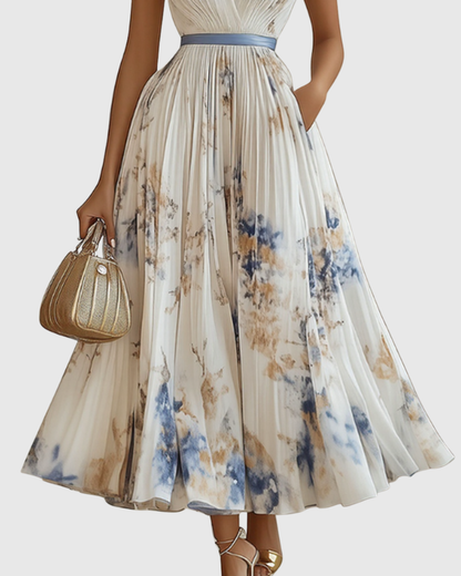 Women's Pleated Maxi Dress Elegant
