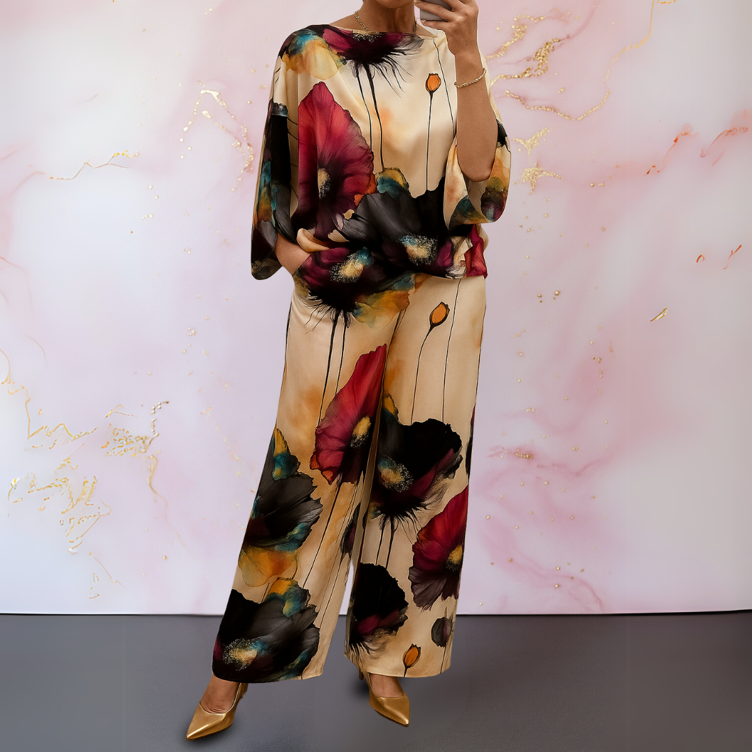 Women's Abstract Floral Print Two-Piece Set