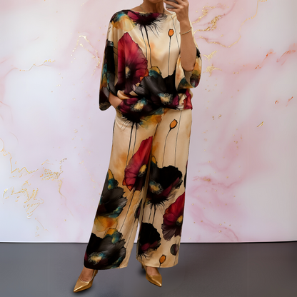 Women's Abstract Floral Print Two-Piece Set