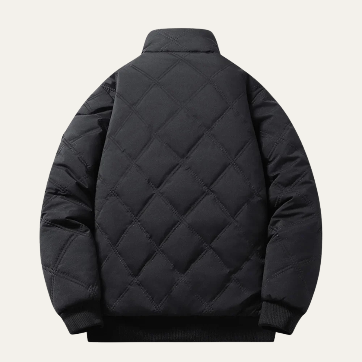 Men's Quilted Jacket Windproof Thermal Padded Fleece Lining Coat