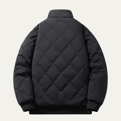 Men's Quilted Jacket Windproof Thermal Padded Fleece Lining Coat