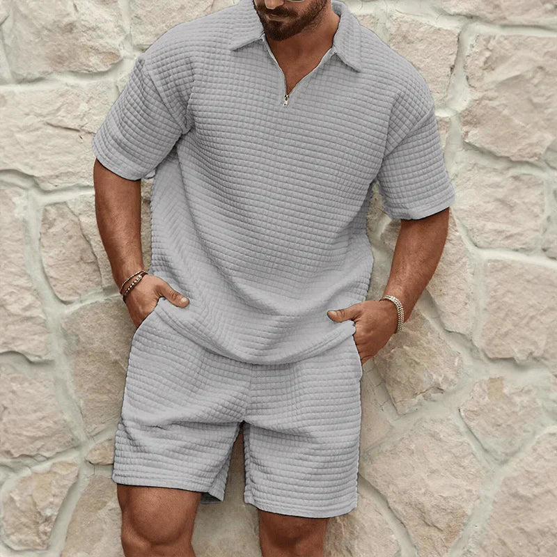 Men's Polo And Shorts Set Red