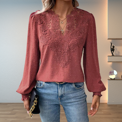 Women's Lace Blouse Guipure Panel