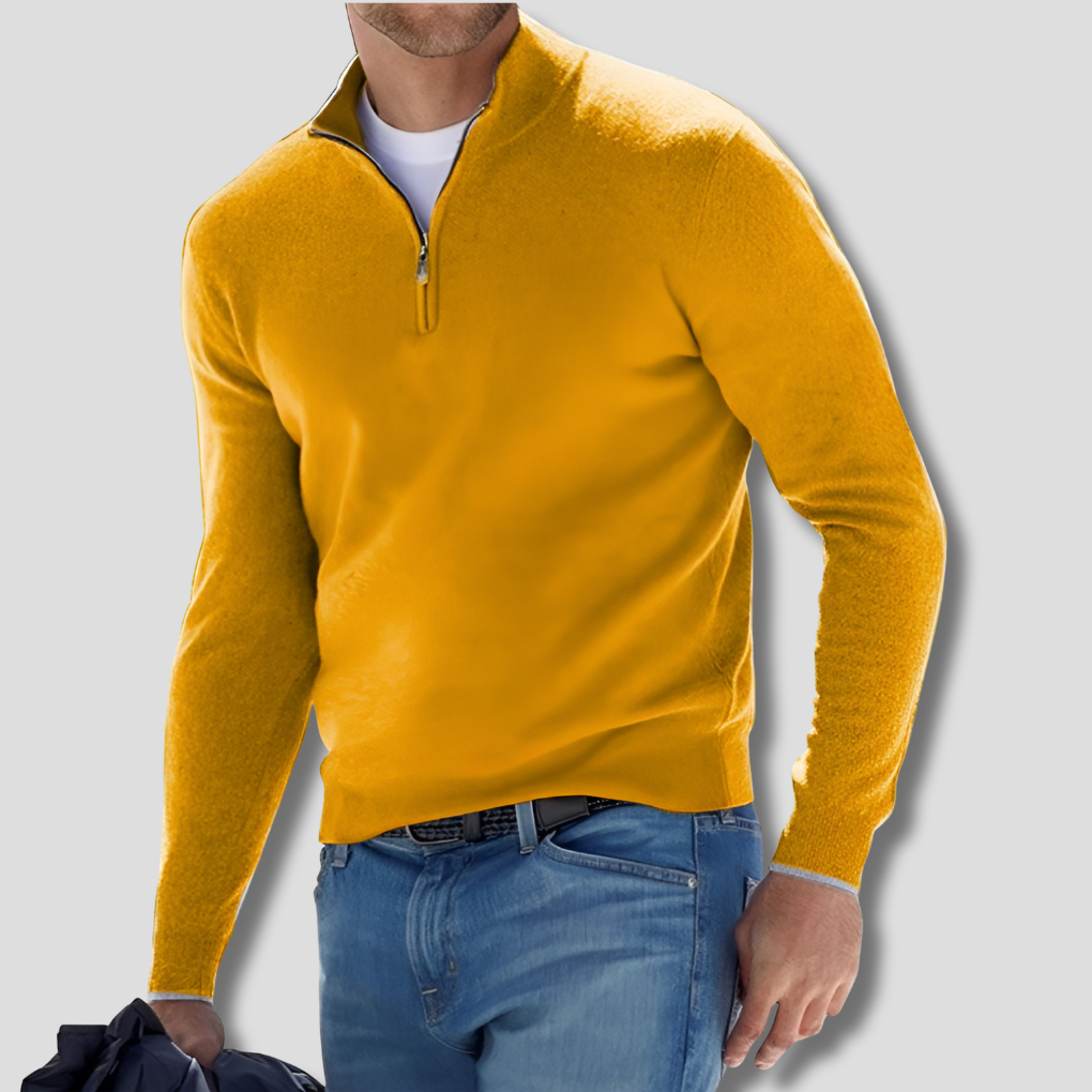 Men's Cotton Knit Zipper Pullover Sweater