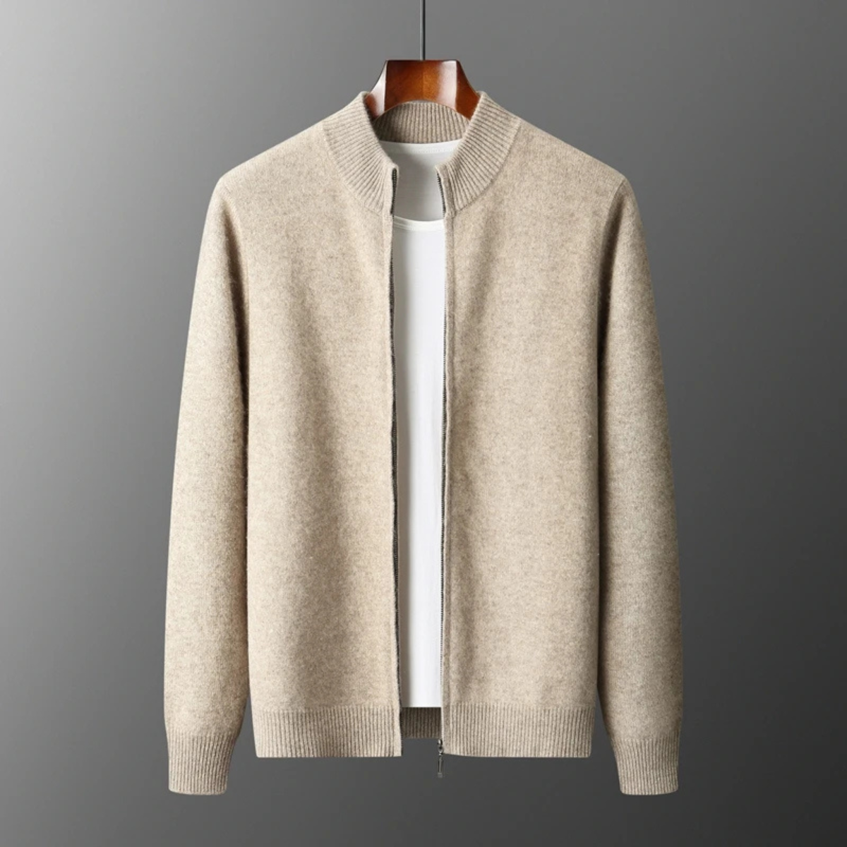Men's Merino Mock Neck Zip Up Cardigan