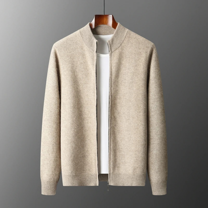 Men's Merino Mock Neck Zip Up Cardigan