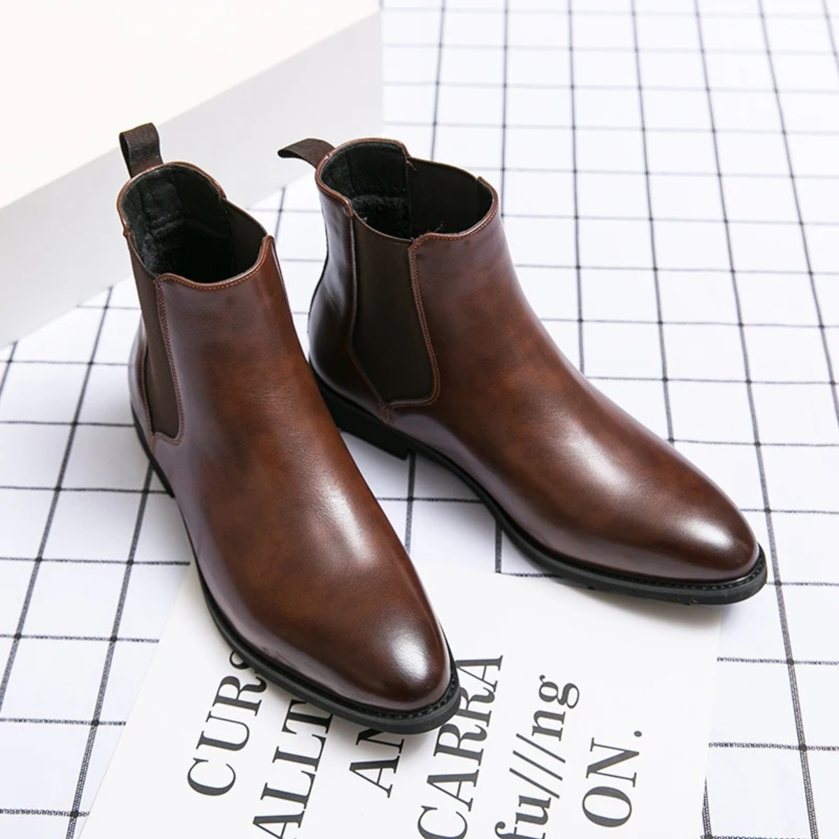 Men's Leather Chelsea Boots Vintage Brown