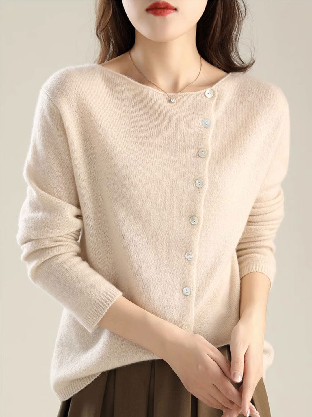 Women's Asymmetric Long Sleeve Cardigan