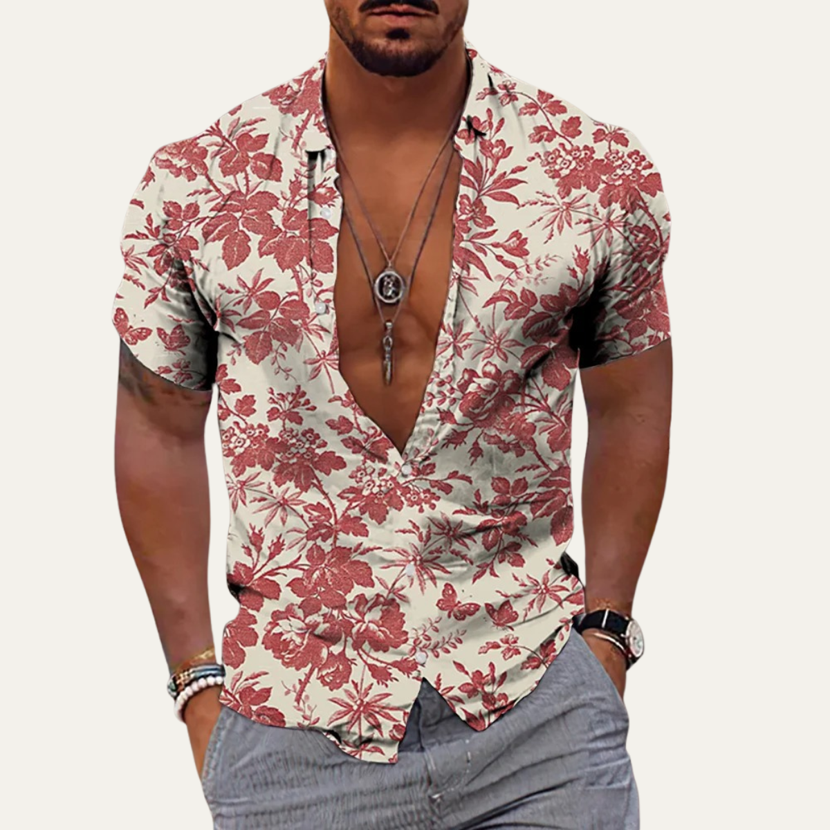 Men's Hawaiian Shirt Soft Coconut Print Tropical Beach
