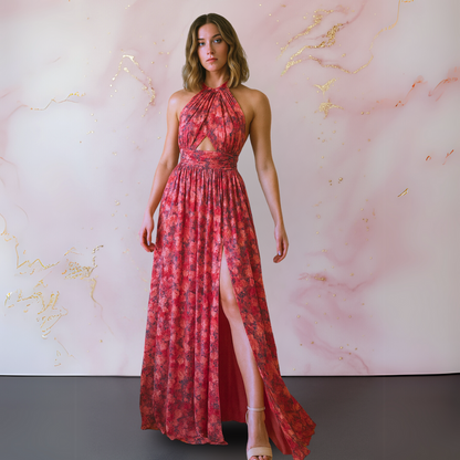 Elegant Women's Floral Maxi Dress - VibreMode