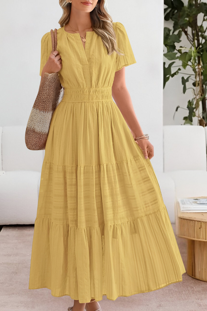 Women's Summer Dress Gathered Waist Detail - VibreMode