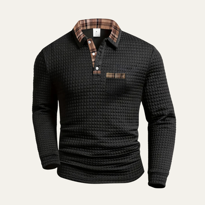 Men's Waffle Knit Polo Sweater