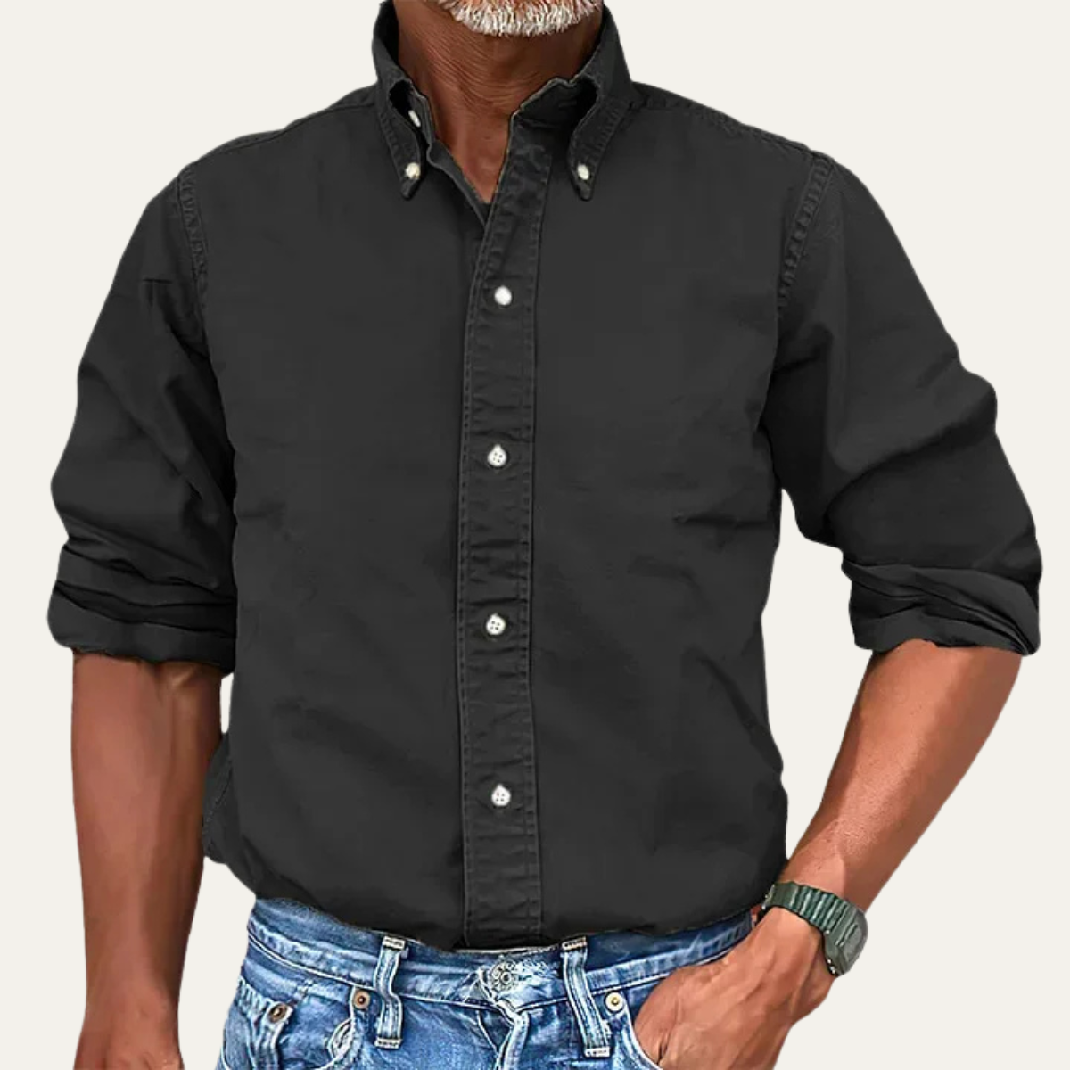 Men's Button Down Business Shirt Solid Color