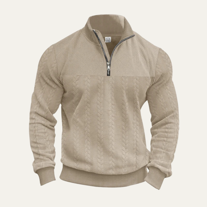Men's Knit Half Zip Sweater Jacquard Pattern Winter
