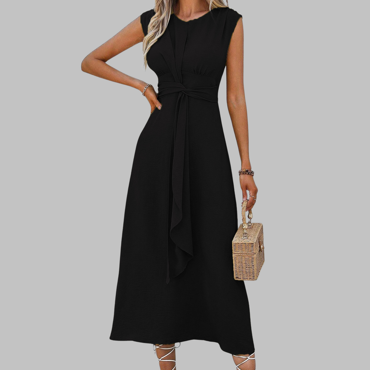 Women's Midi Dress Waist Tie