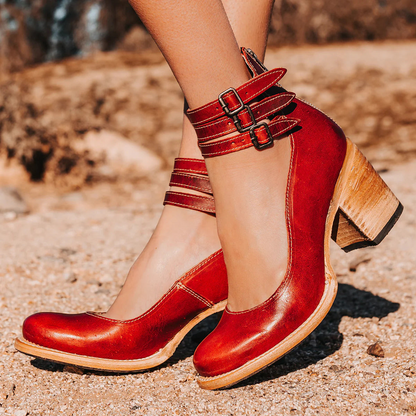 Women's Block Heel Sandals Buckle Fastening