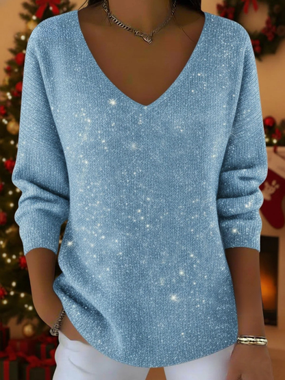 Women's Sequin Blouse Long Sleeve V-Neck