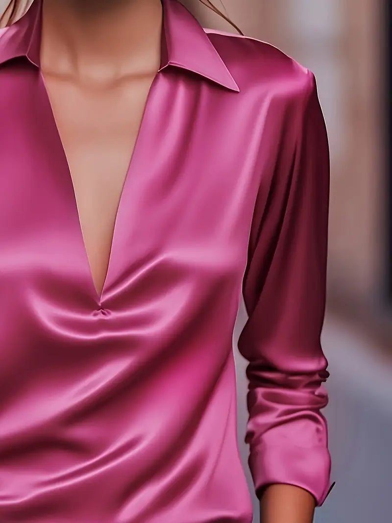 Women's Long Sleeve Blouse Draped Neck