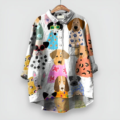 Women's Graphic Button Front Blouse
