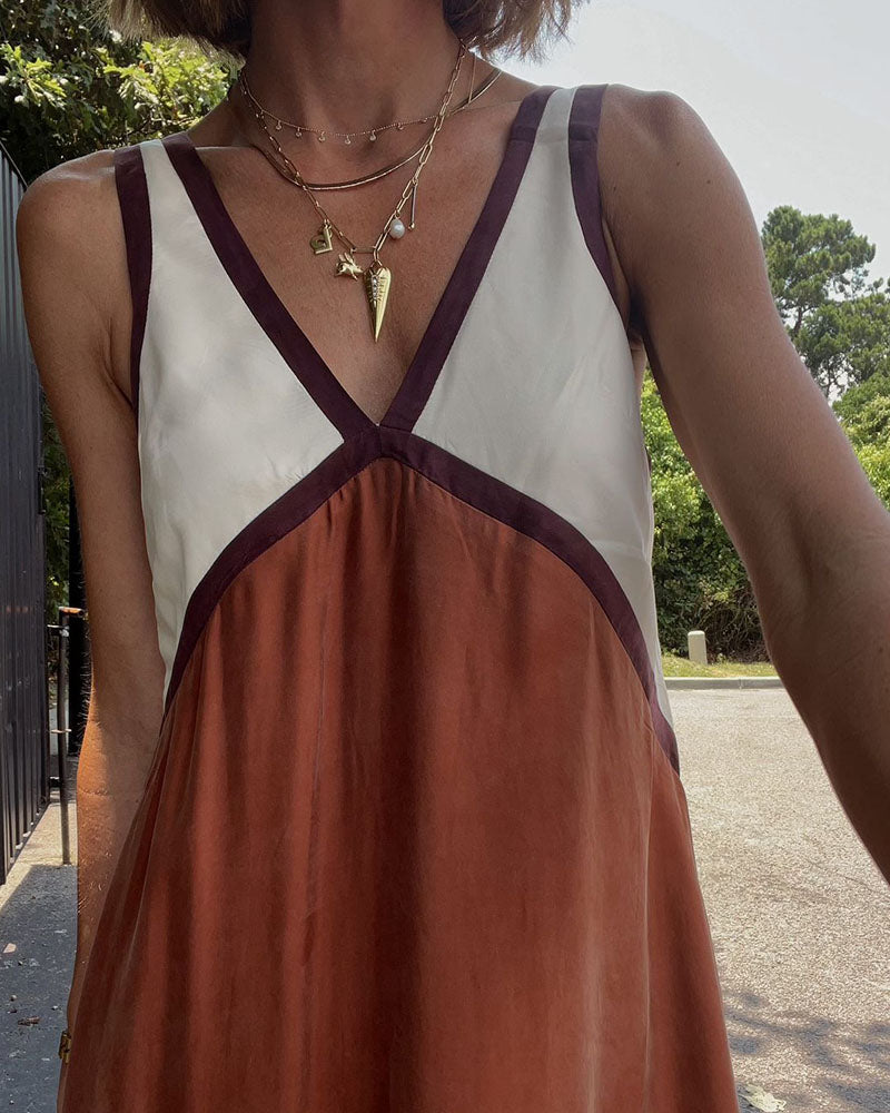 Fashionable Crew Neck Multicolor Dress