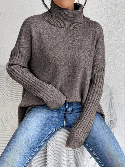 Women's Folded Turtleneck Sweater Loose Fit