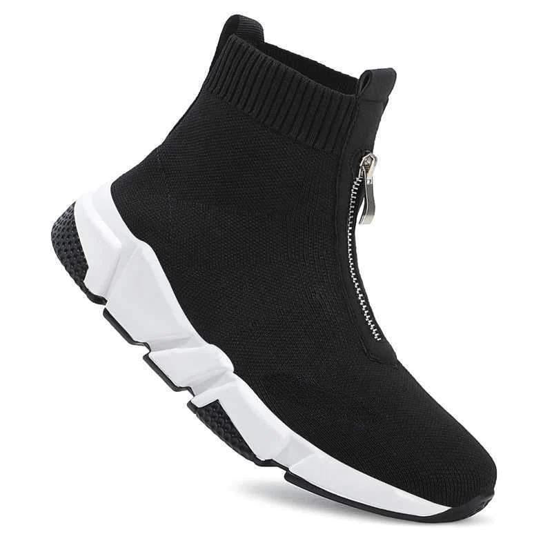 Women's Knit Ankle Boots Side Zipper